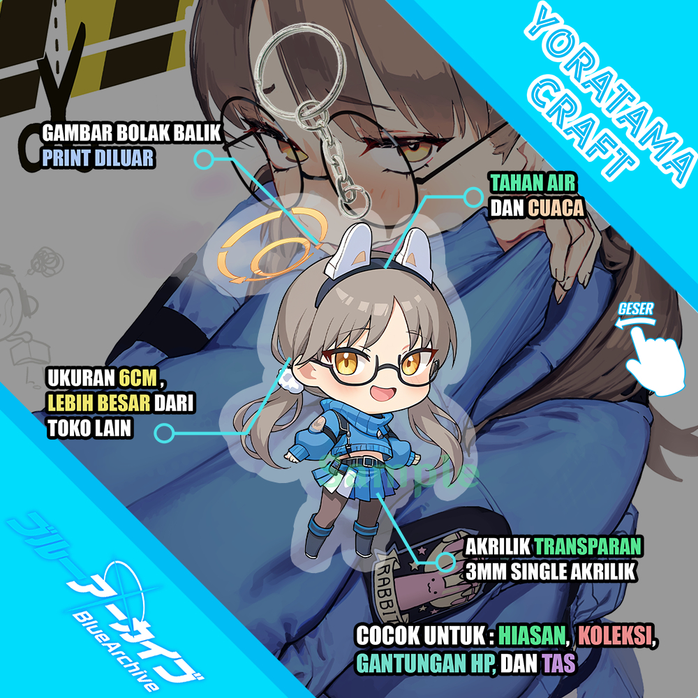 Jual Gantungan Kunci Moe Kazekura Blue Archive, Keychain Anime Lucu ...