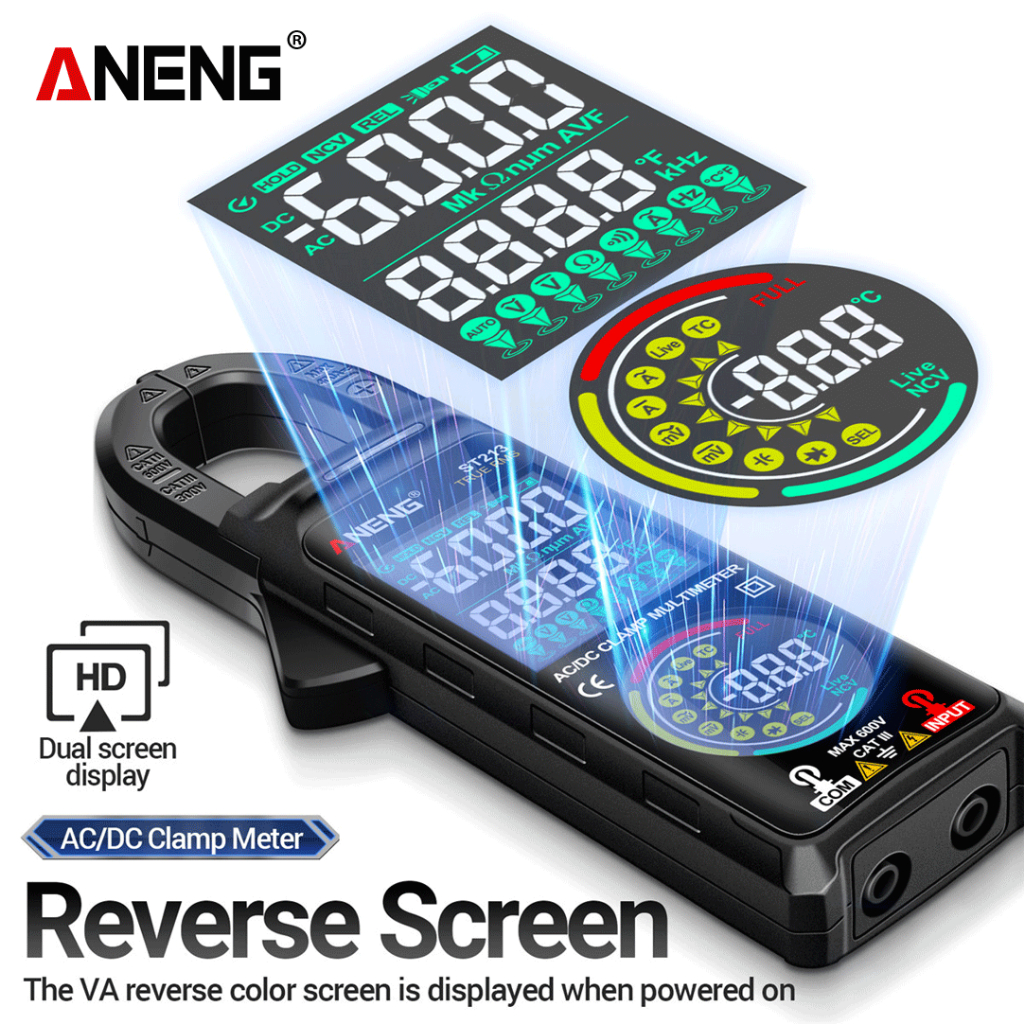 Jual (Paket A) Aneng ST213 Pro Clamp Meter VA Reverse Color Display ...