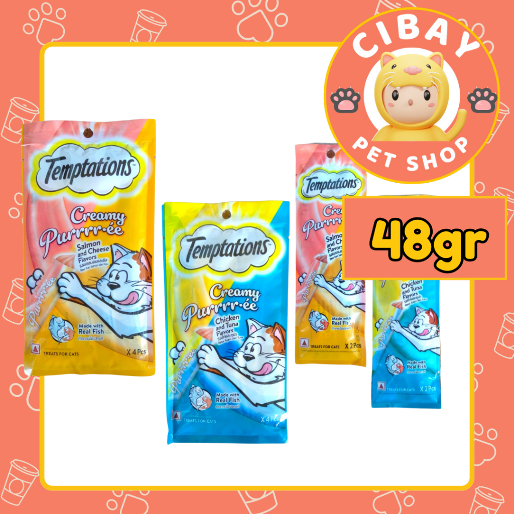 Jual Temptations Creamy Puree 48gr ISI 4 snack kucing | Shopee Indonesia
