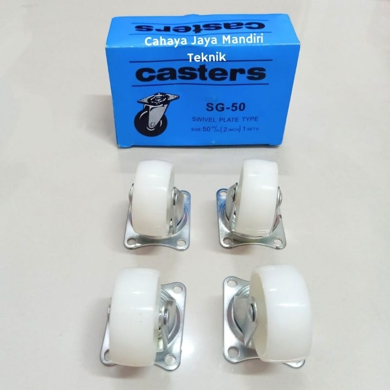 Jual RODA CASTERS PUTIH 50MM 1SET 4PCS 2INCHI | Shopee Indonesia