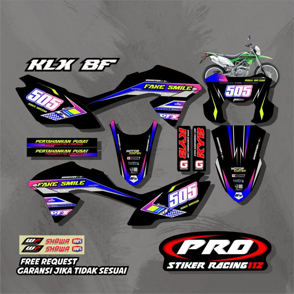 Jual sticker decal klx bf 150 desain terbaru free request nama nmr dll ...