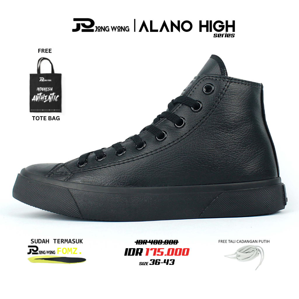 Jual Jong Wong Official Original Alano Full White High Sepatu Sneakers Kulit Casual Putih Pria Wanita Shopee Indonesia