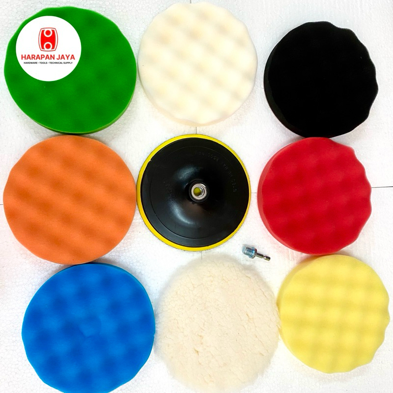 Jual Sponge Polishing Set 5” 7” 10pcs Spon Wool Busa Poles Mobil Motor ...