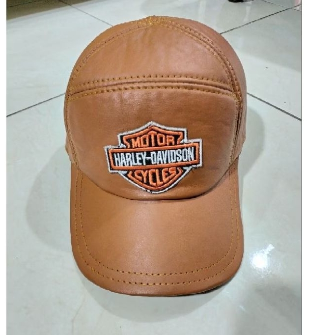 Jual Topi HD Harley Davidson Kulit Asli Garut Model Snapback Polos ...
