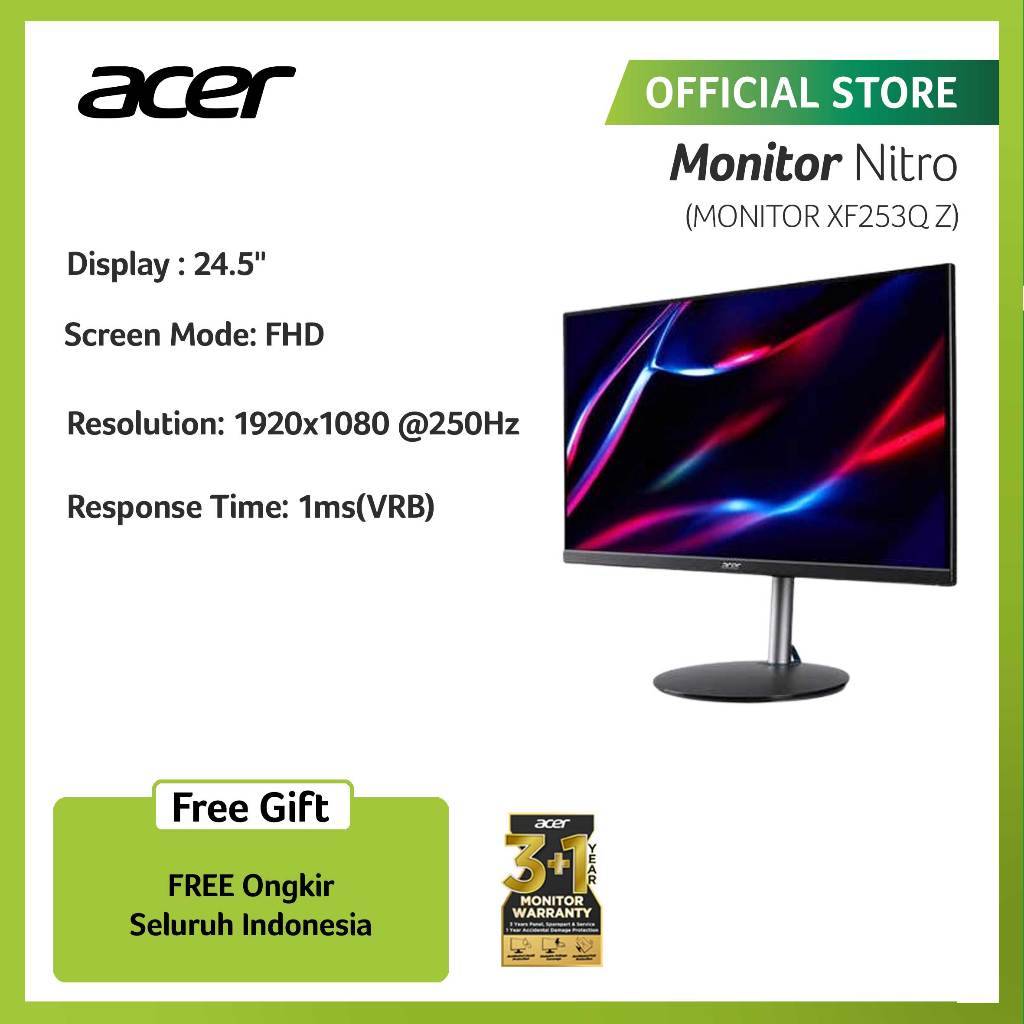Jual ACER MONITOR GAMING 24.5 INCH NITRO XF253Q Z | FHD 250Hz | Shopee ...