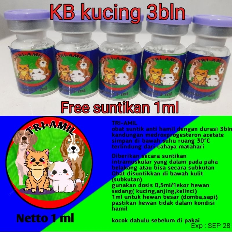 Jual KB kucing & anjing 3bln injeks free suntikan 1cc|| mencegah ...