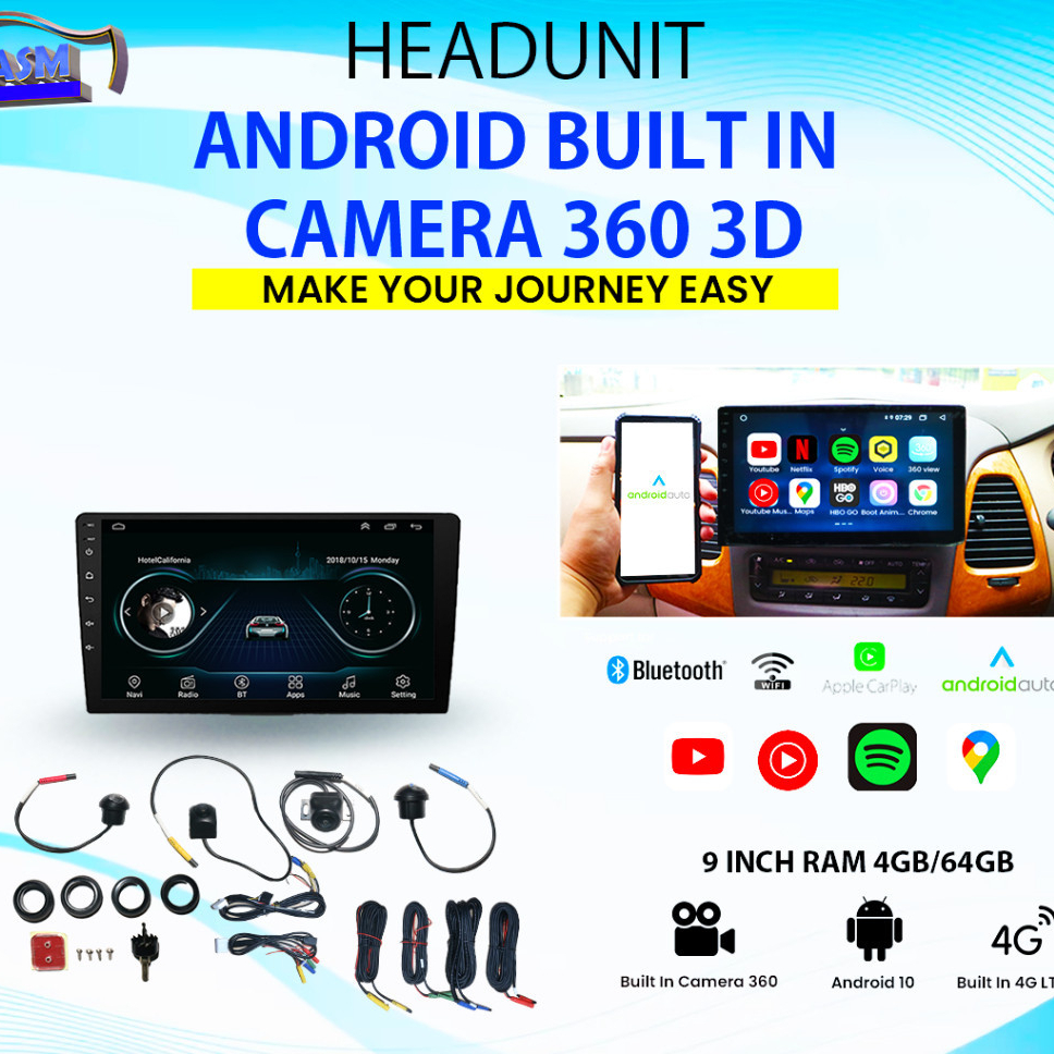 Jual Android Headunit ASM 4/64 9 Inch (Built-in Camera 360) | Shopee ...