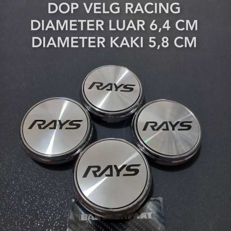 Jual Dop roda tutup velg mobil racing chrome tulisan RAYS diameter 6,4 ...