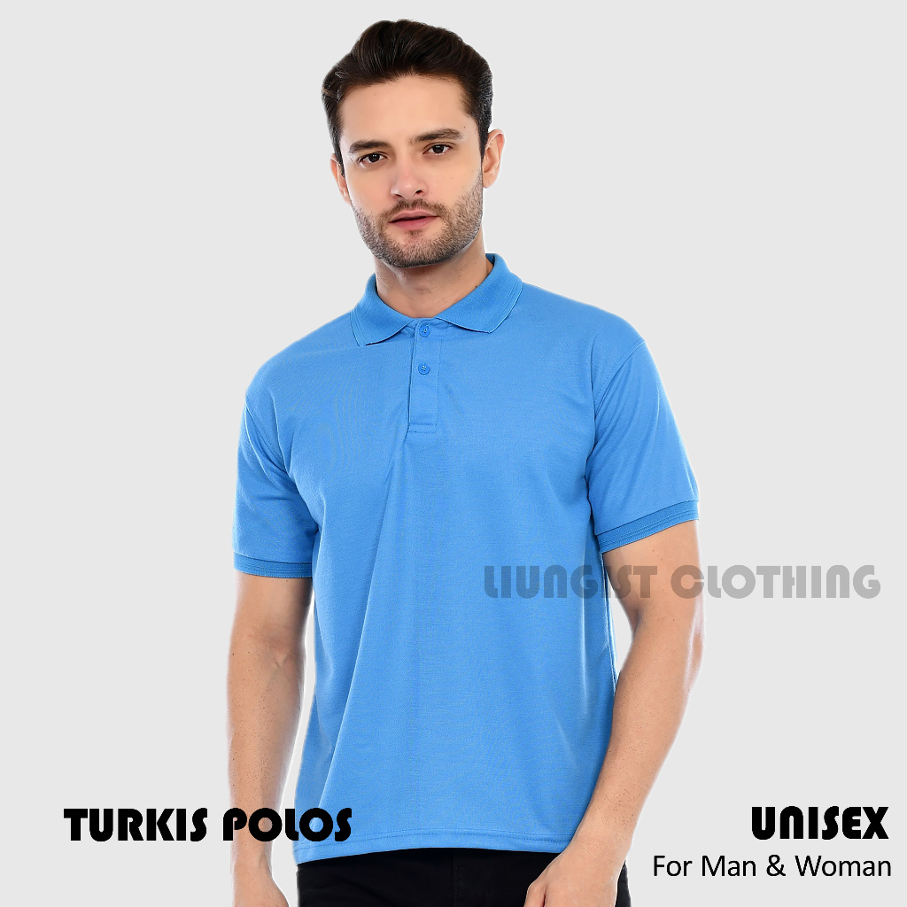 Jual Kaos Polo Kaos Kerah Biru Turkis Shopee Indonesia
