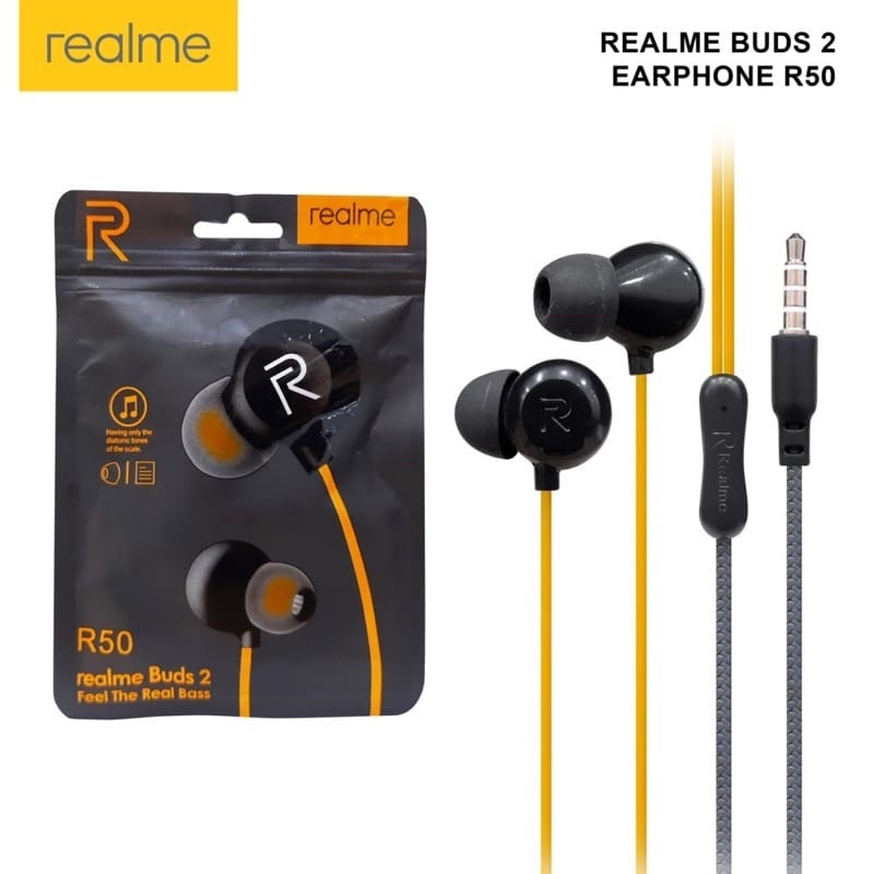 Handsfree Headset Earphone Realme Buds R50 With Mic Extra Bass