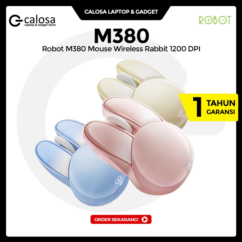 Jual Robot M380 Mouse Wireless Rabbit Silent Click 1200 DPI Original ...