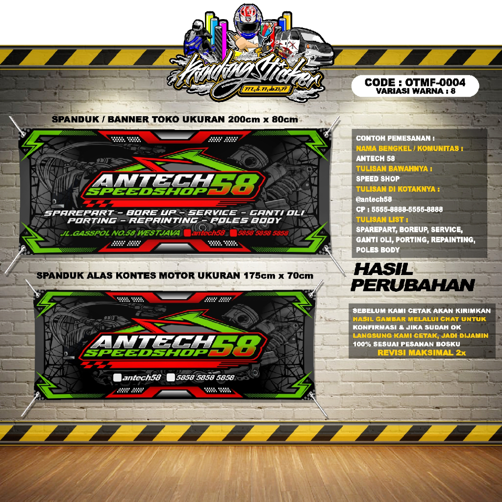 Jual BANNER KONTES SPANDUK BENGKEL MOTOR OTMF-0004-VW8 ALAS KONTES ...