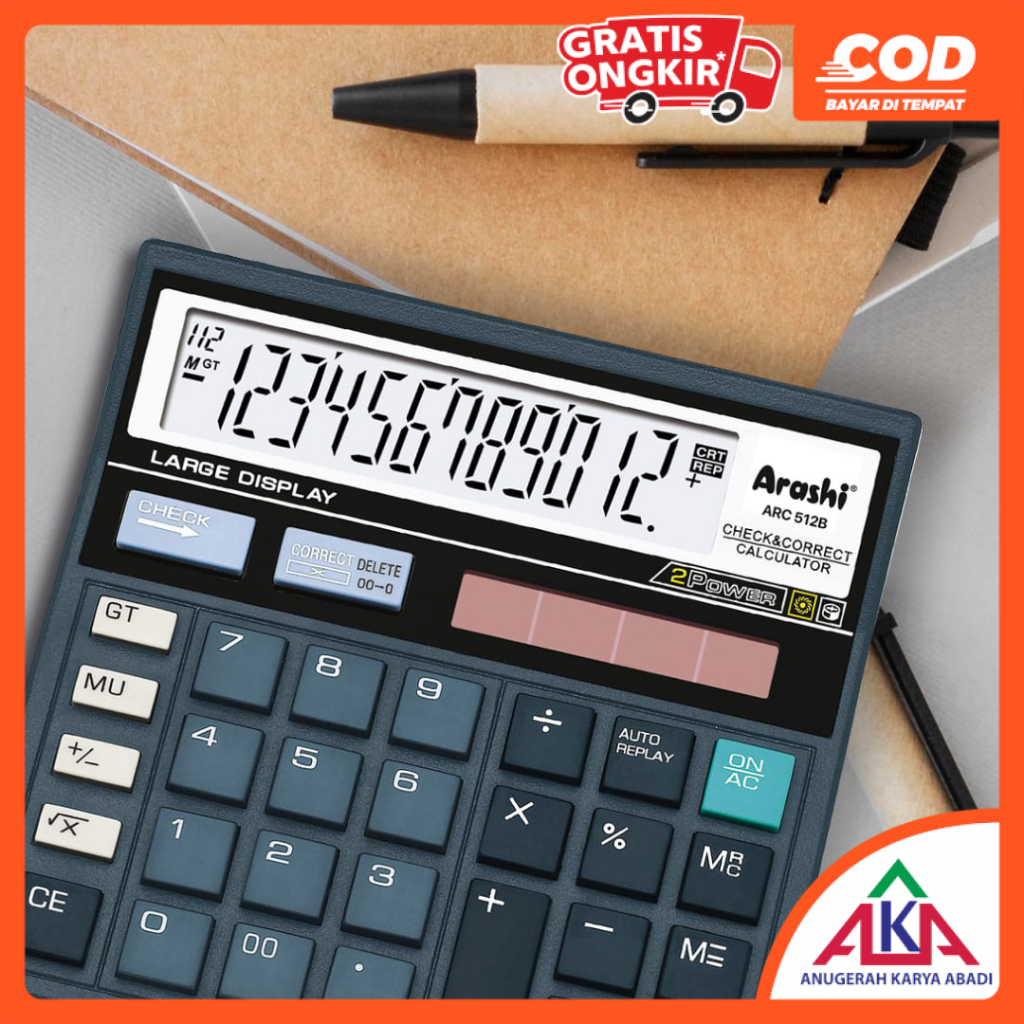 Jual ARASHI Kalkulator Meja 12 / 14 Digit Calculator Solar Panel ...