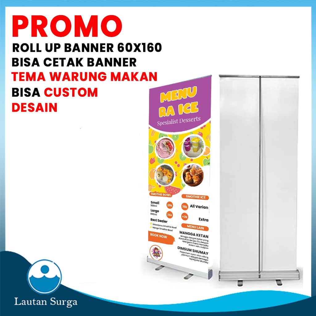 Jual (PAKET STANDING Roll Up Banner Alumunium 60x160 cm) Cetak Stand ...