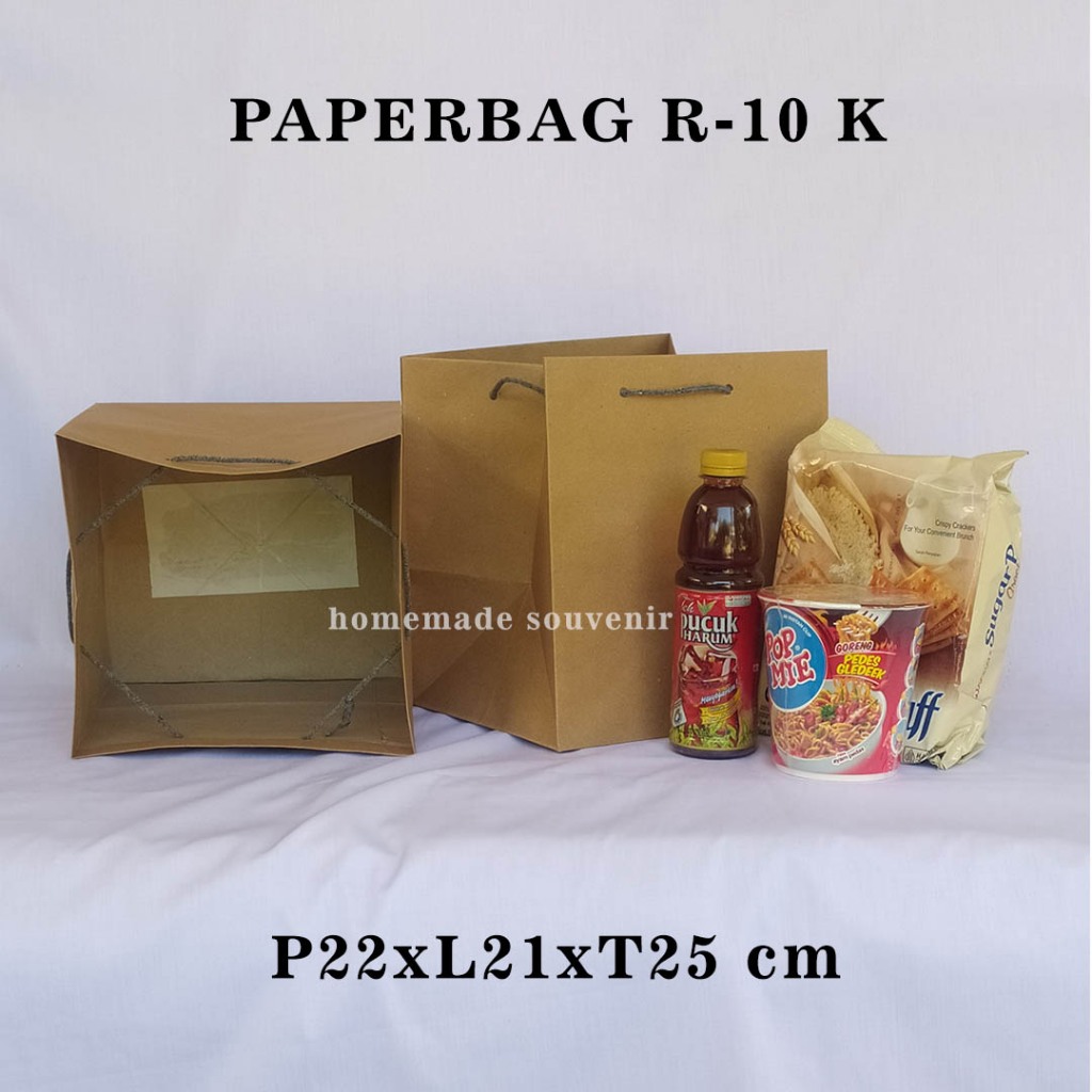 Jual Paperbag R10 K Cokelat Polos Ukuran 22x21x25 cm Isi 1 Pcs / Paper ...