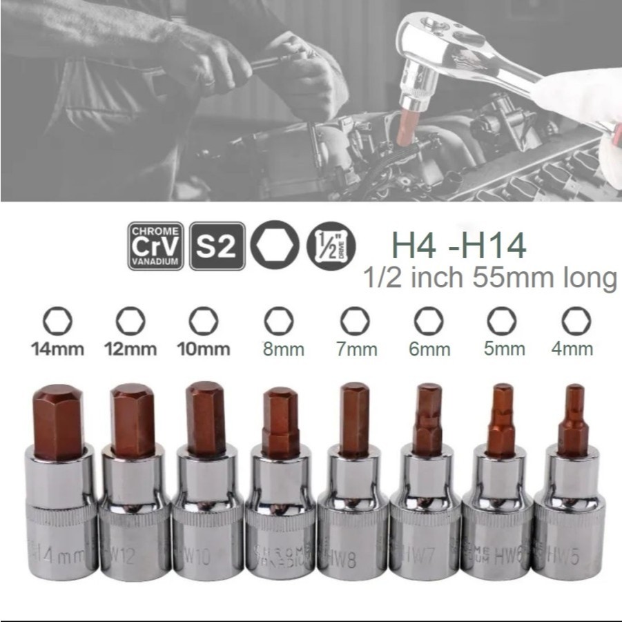 Jual Mata Shock Kunci L hexagonal Drive 1/2 inch Panjang 55mm | Shopee ...