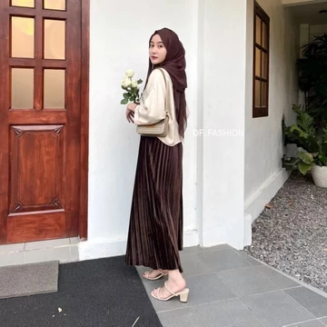 Rok Plisket Bludru Import Rok Bludru Wanita Muslim