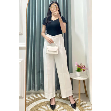 Flare Pants Celana KULLOT Highwaist Scuba Premium Resleting Cullote Highwaist Big Size BB 40 105