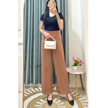 Flare Pants Celana KULLOT Highwaist Scuba Premium Resleting Cullote Highwaist Big Size BB 40 105