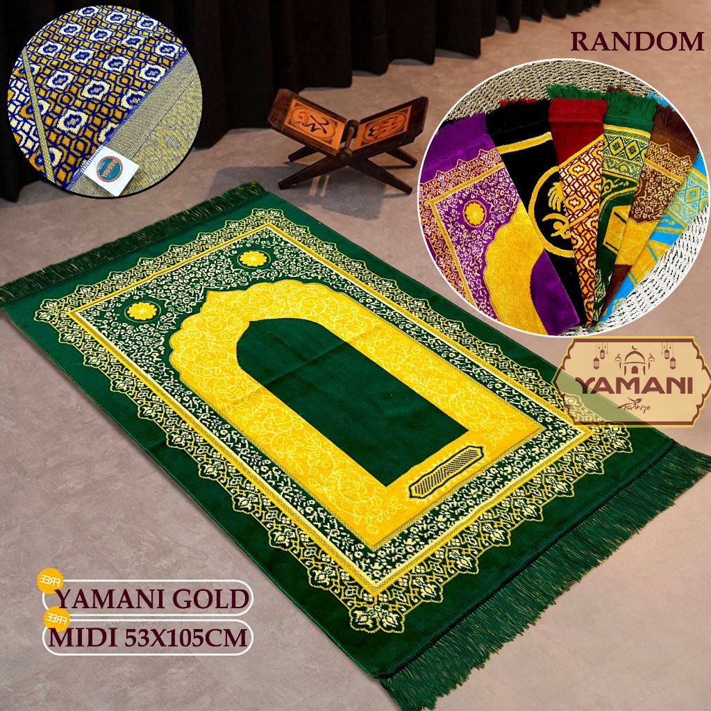 YAMANI - Sajadah Turky Ukuran Medium Bahan Beludru Halus Tebal 53X105CM
