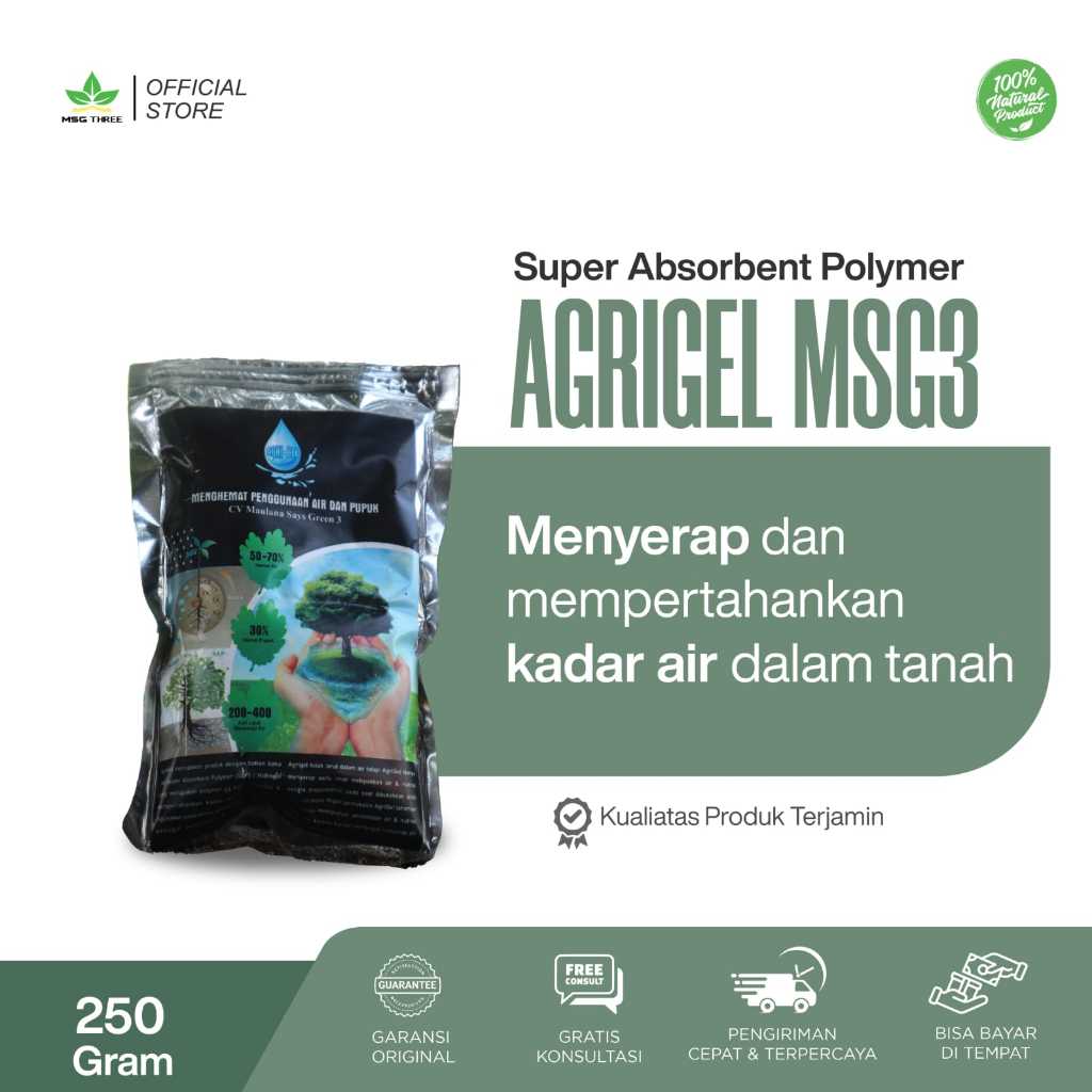 Jual Agrigel MSG 3 - Pupuk Hidrogel Super Absorbent Polymer SAP ...