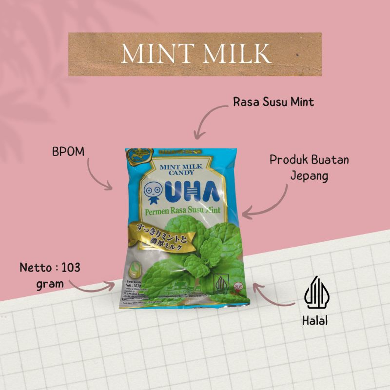 Jual Permen UHA Milk Candy Rasa Mint Milk (103gr) / Permen Susu Jepang ...