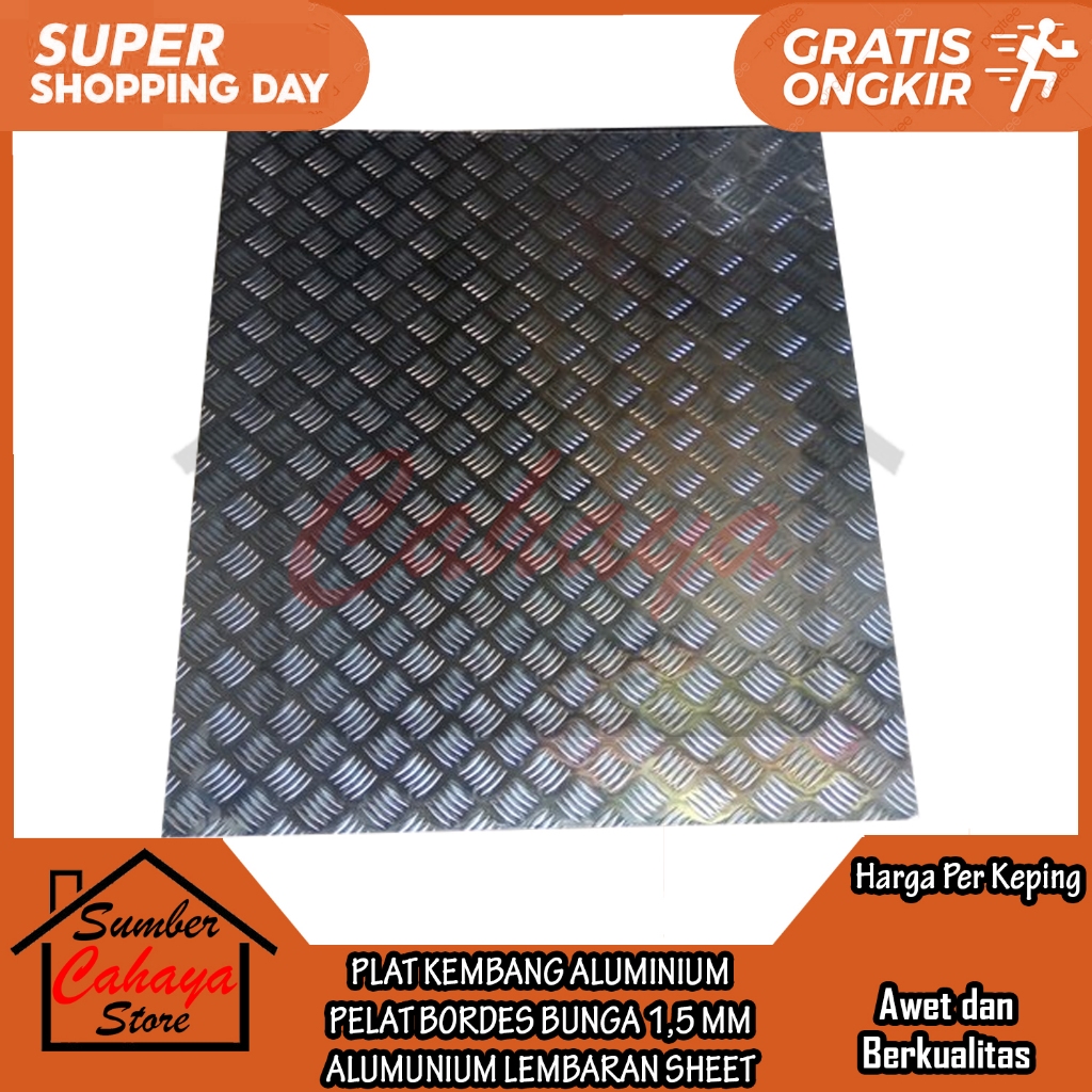 Jual Kargo Plat Besi Kembang Aluminium Pelat Bordes Bunga Tebal