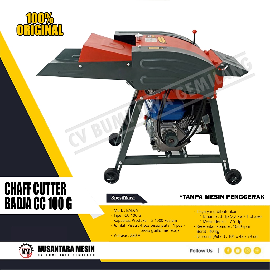 Jual MESIN PENCACAH RUMPUT & RANTING / CHAFF CUTTER BADJA CC 100 G ...
