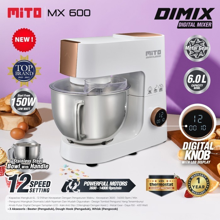Jual Mixer roti MITO MX600 6 liter - standing PICO mixer MX600 jumbo ...