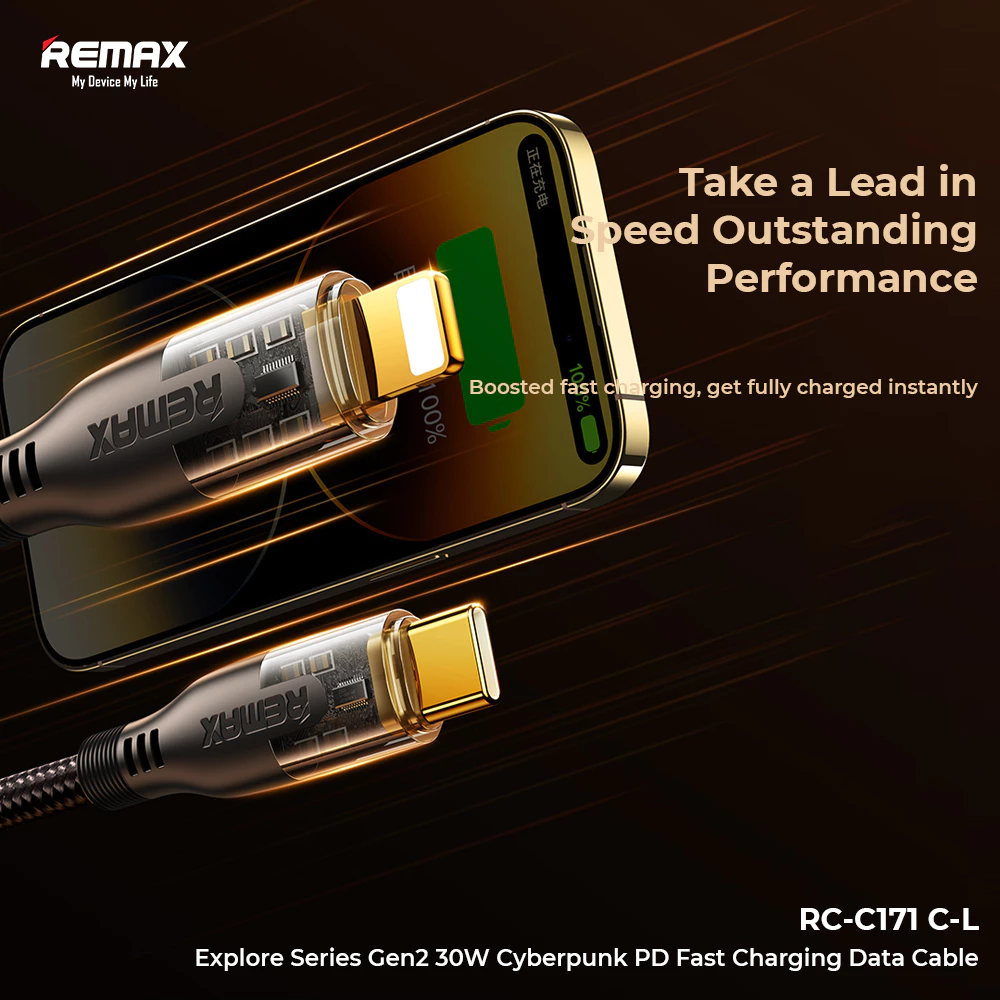 Remax Data Cable Type-C to Lightning 30W PD Fast Charging 1.2M RC-C171
