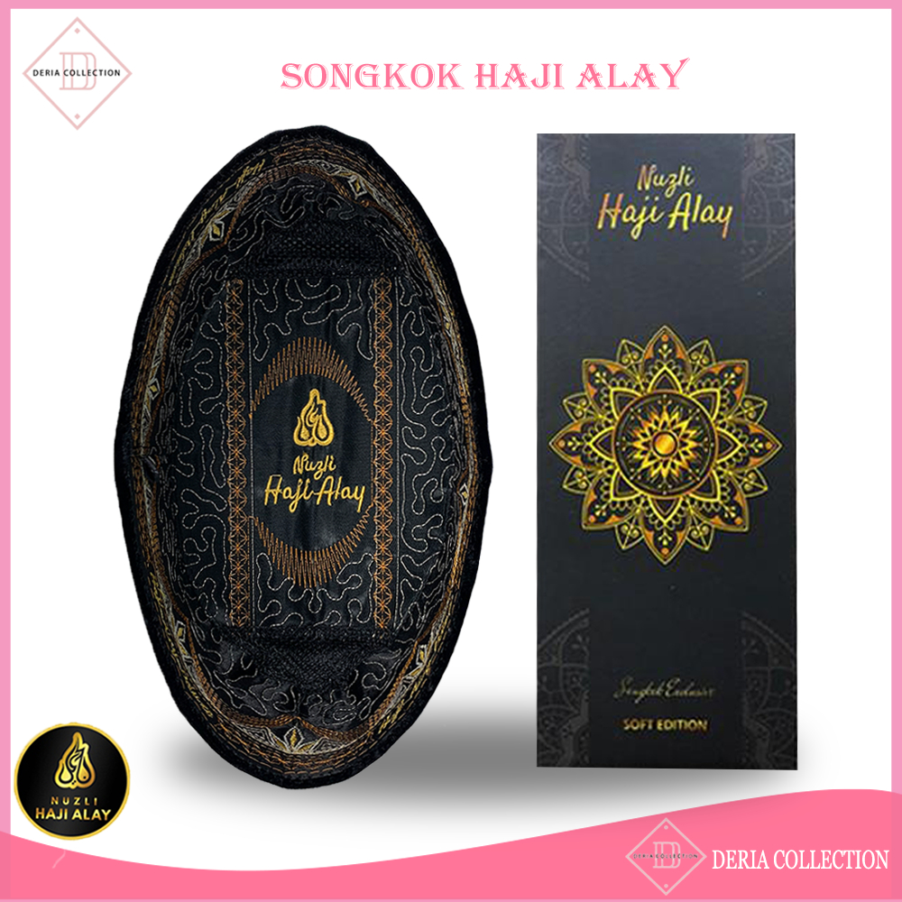 Songkok HAJI ALAY DELUXE AC, Non AC Tinggi 7 8 9 10 Cm Original Peci Hitam Polos Pria Ukuran Dewasa Anak Jumbo Kopiah Nasional Kopyah Premium Besar Kopeah Item Songko Shalat Laki Laki Sonkok Pendek Ori