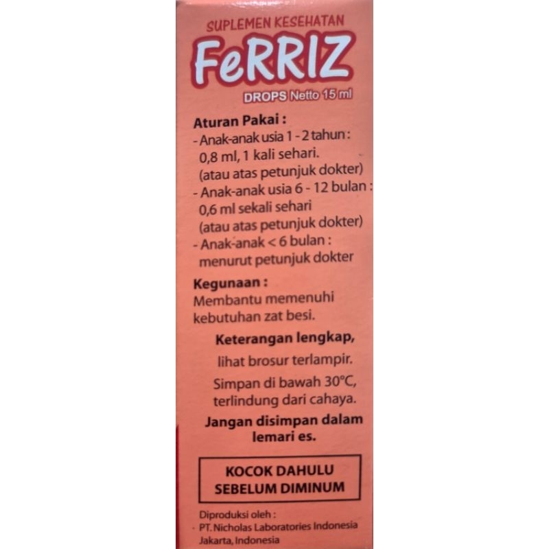Jual FERRIZ DROP BTL 15 ML suplemen anemia | Shopee Indonesia