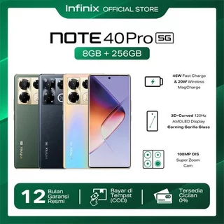Infinix Note 40 Pro 5G 8/256GB - Up to 16GB Extended RAM - Dimensity 7020 - 6.78” FHD+ 3D Curved Amoled - 108MP OIS - 45W Charger - NFC