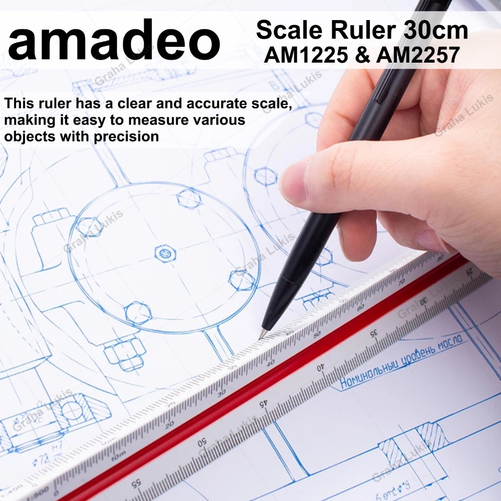 Jual Amadeo Scale Ruler 30 cm - Penggaris Skala Segitiga Arsitek ...