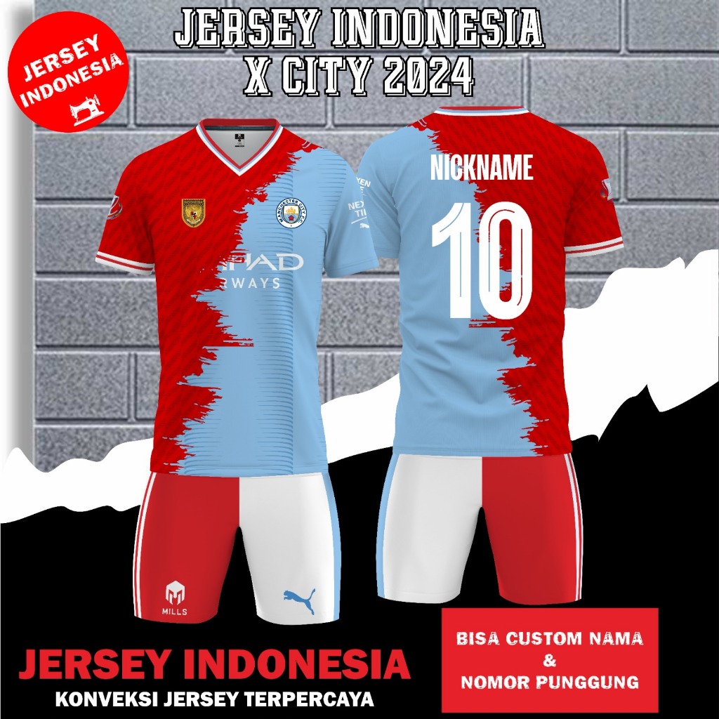 Jual Jersey Sepak Bola Timnas Indonesia X Manchester City Jersey Kombinasi Terbaru