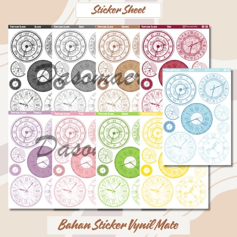 Jual Vintage Clock Sticker Sheet For Journal/Scrapbook | Shopee Indonesia