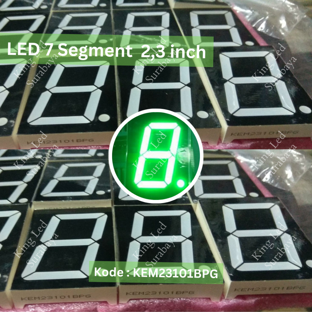 Jual (5 PCS) LED 7 Segment 2.3 inch Display 2.3inch Segmen Digit Hijau ...