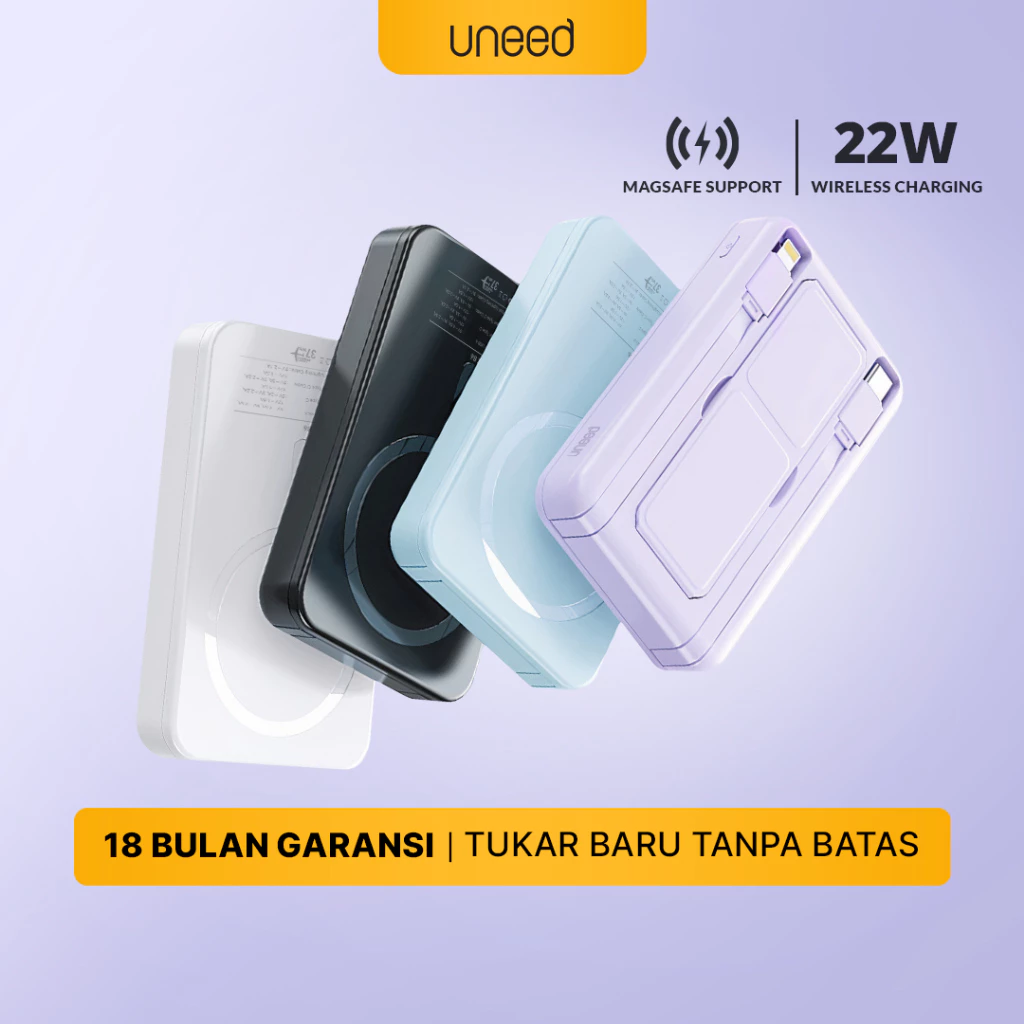 UNEED MagBox B6 Powerbank Wireless Built in Cable 10.000mAH 22.5W Dual Port PD QC - UPB558