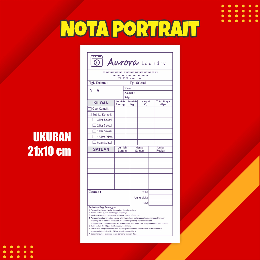 Jual Cetak Nota Full Colour 1 Ply Ukuran 1/3, Nota Custom Nama Toko ...