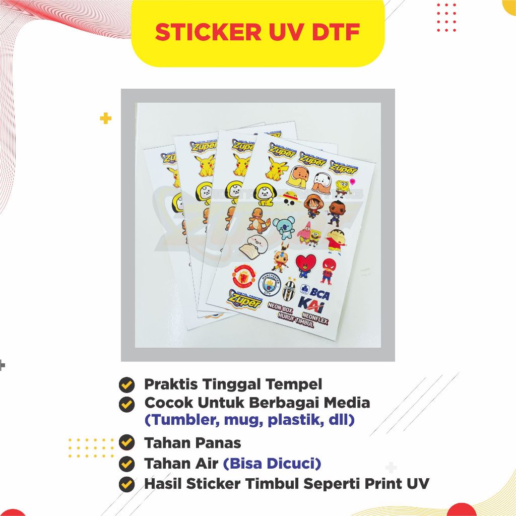 Jual STICKER UV DTF | Sticker UV Decal | Sticker UV Timbul \ Sticker ...