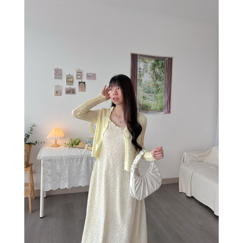 Jual KANON Yufuin Set Dress Dress midi set pantai musim panas dengan cardigan Shopee Indonesia