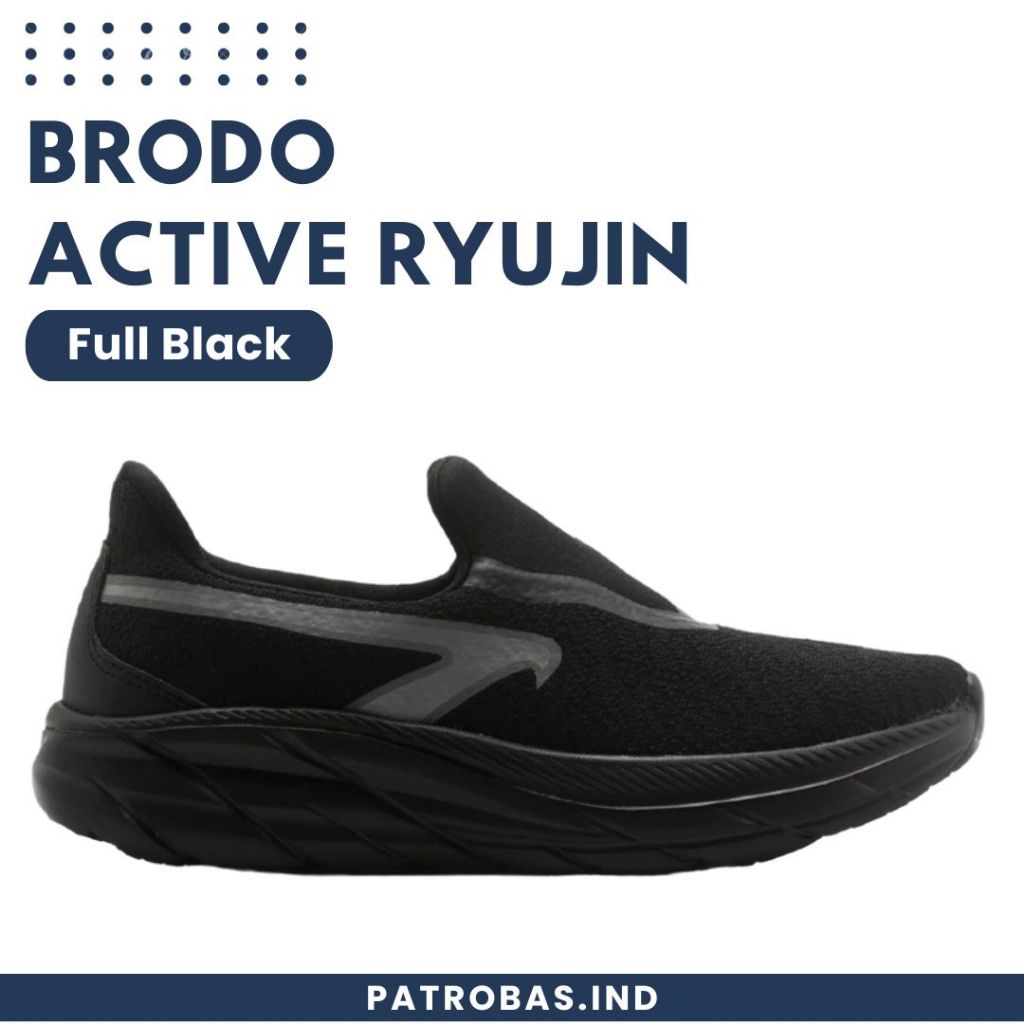Jual BRODO Active Slip On Ryujin Full Black Sepatu Sneakers Slop Casual ...