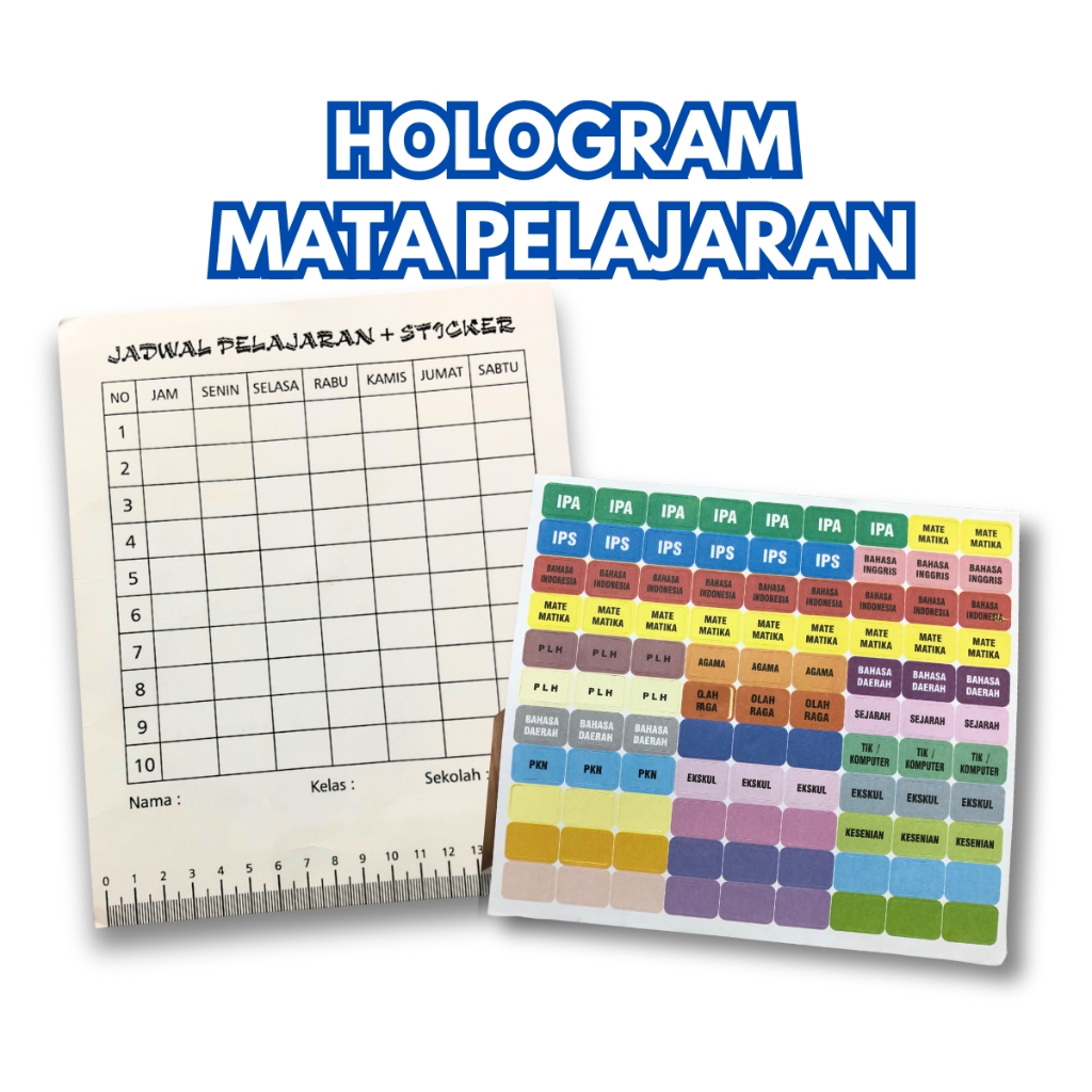 Jual Hologram Matpel Jadwal Mata Pelajaran Sekolah Plus Sticker ...