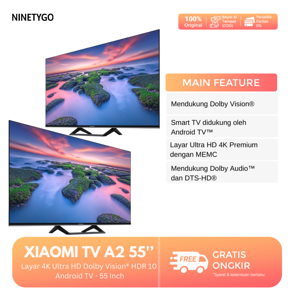 Jual Xiaomi TV A2 55 Inch Layar 4K Ultra HD Dolby Vision® HDR 10 ...