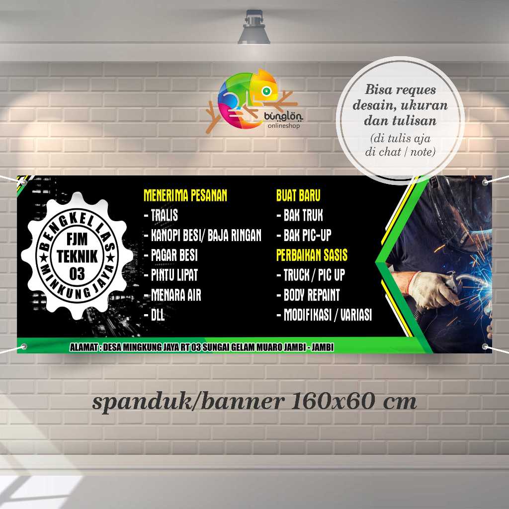 Jual Spanduk Banner Bengkel Las Free Custom Desain | Shopee Indonesia
