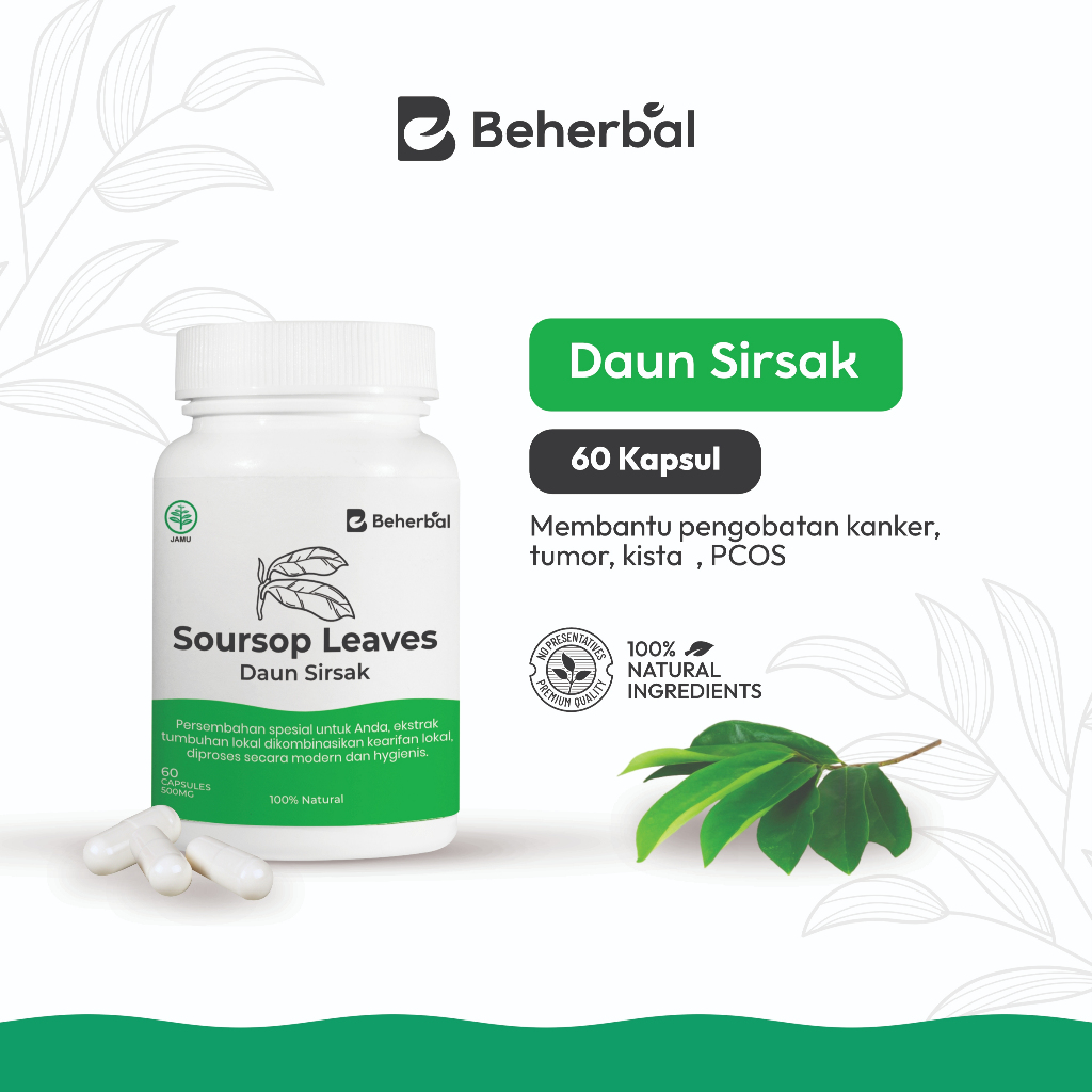 Beherbal Sirsak ( Kanker, Tumor, Kista, Endometriosis, Adenomyosis, PCOS) jamu suplemen obat herbal