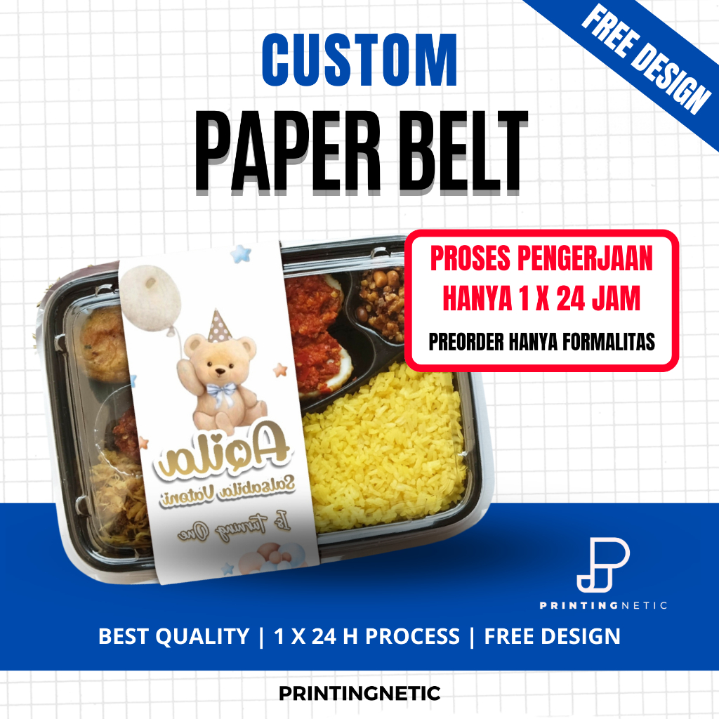 Jual (FREE DESIGN) Custom Paper Belt / rice box/ Paper Sleeve Birthday ...