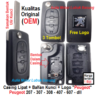 thumbnail image 2 of Replacement Flip Key Cover Case For Peugeot 207, 307, 308, 407, 607, Partner – 3 Button Flip Key (China) 2 of 3