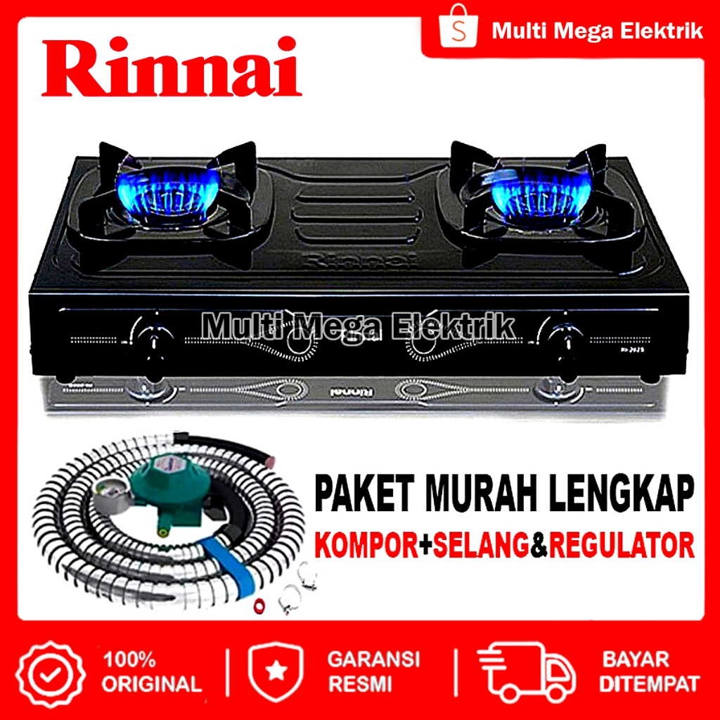 Jual [COD] KOMPOR GAS RINNAI 2 TUNGKU RI 522E STAINLESS / RI 202S / RI ...