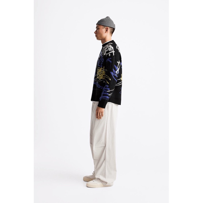 Jual Sweater Knit Z*raa Graffiti Jacquard | Shopee Indonesia